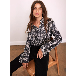 Mint Velvet Black Abstract Print Satin Shirt